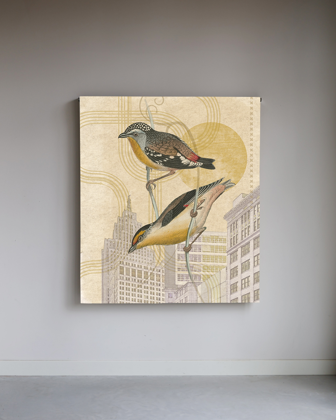 Sunset city birds